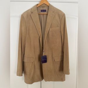 Ralph Lauren Camel Colored 100% Lambskin Suede Blazer Sportscoat